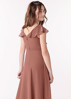 Azazie Posie Junior Cedar Rose A-Line Ruched Chiffon Dress image5