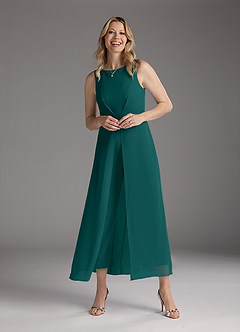 Azazie Anitta Kleider für die Brautmutter Overall/Jumpsuit Plissee Stretch-Krepp Kleid Pfau image3