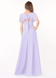 Azazie Kimber Bridesmaid Dresses Lilac A-Line Flounce Sleeve Chiffon Dress image5