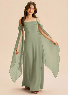 Azazie Moana Junior Linia A Pofałdowany Szyfon Długość podłogi Młodsza druhna Sukienka image1