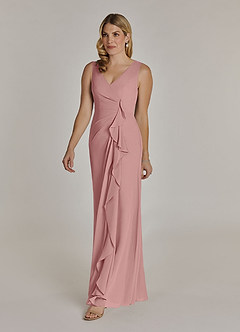 Azazie Manuella Final Sale Cabernet A-Line V-Neck Pleated Chiffon Dress image5
