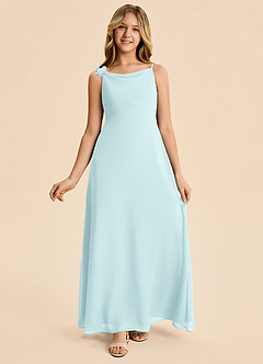 Azazie Gumdrop Junior Sea Glass Empire Pleated Chiffon Dress image5