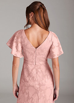 Azazie Ambrosia Bridesmaid Dresses Powder Pink A-Line Pleated Floral Burnout Dress image2
