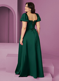 Barbie ♥ Azazie Bridesmaid Dresses Emerald A-Line Ruched Stretch Satin Dress image11