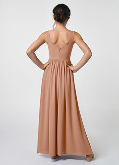 Azazie Keyla Junior Abito A-Line in Chiffon Plissettato Champagne Rosa image2