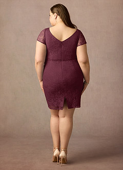 Azazie Lucilia Final Sale Cabernet Sheath Lace Dress image8