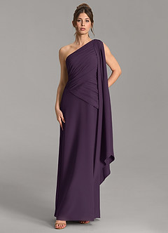 Azazie Ayra Bridesmaid Dresses Plum A-Line One Shoulder Chiffon Dress image1