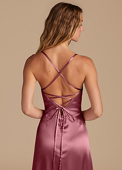 Azazie Mei Brautjungfernkleider A-Linie Metallischer Satin Kleid Wüstenrose image2