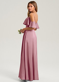 Azazie Jean Bridesmaid Dresses Vintage Mauve A-Line Off the Shoulder Stretch Satin Dress image4