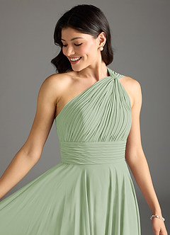 Azazie Charlize Brautjungfernkleider A-Linie One-Shoulder Chiffon Kleid Staubiger Salbeigrün image5