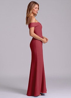 Azazie Luciana Bridesmaid Dresses Pomegranate Sheath Off the Shoulder Chiffon Convertible Dress image6
