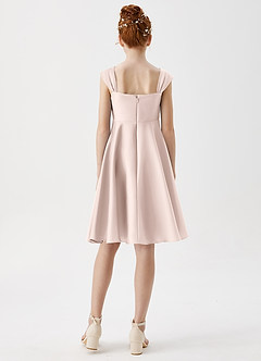 Azazie Amira Junior Blushing Pink A-Line Pleated Stretch Satin Dress image2