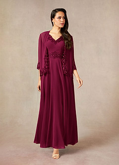 Azazie Devana Mère de la mariée Robes Robe Trapèze en Mousseline de soie Sequins Bourgogne image1