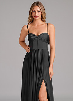 Azazie Akiko Brautjungfernkleider A-Linie Herzausschnitt Stretch-Satin Kleid Schwarz image8