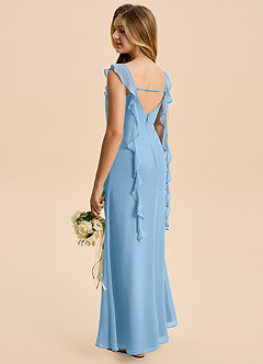 Azazie Cindy Junior Steel Blue A-Line Ruched Chiffon Dress image2