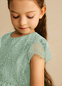 Azazie Bumblebee Flower Girl Dresses Agave A-Line Lace Tulle Dress image3