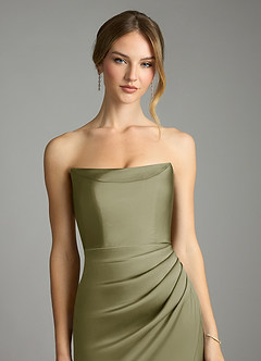 Azazie Leonis Bridesmaid Dresses Pistachio Mermaid Pleated Stretch Satin Convertible Dress image4