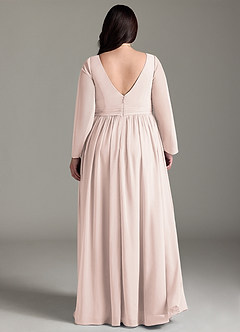 Azazie Teton Maternity Bridesmaid Dresses A-Line Long Sleeve Chiffon Floor-Length Dress image8