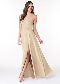Azazie Arabella Allure Robes de demoiselle d'honneur Robe Trapèze Convertible en Mousseline de soie Encolure en Forme de Cœur Champagne image3
