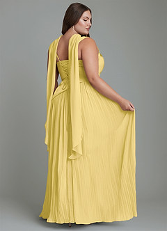 Azazie Stephanie Bridesmaid Dresses Canary A-Line Pleated Stretch Satin Dress image10