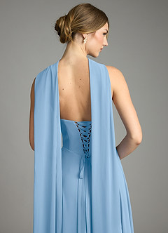 Azazie Ayla Brautjungfernkleider A-Linie Herzausschnitt Chiffon Kleid Puderblau image11
