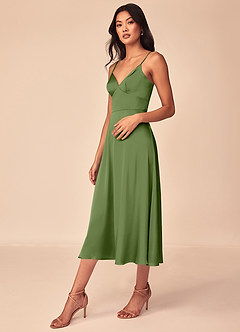 Azazie Dottie Bridesmaid Dresses Juniper A-Line Stretch Satin Dress image4