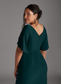 Azazie Louanne vestidos de madre de la novia Vestido de Pino de Punto de lujo de Sirena con Cuello barco plisado image10