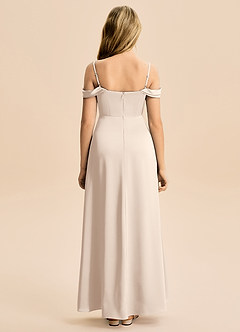 Azazie Lettie Junior A-Linie Schulterfrei Stretch-Satin Kleid Alabaster Weiß image3