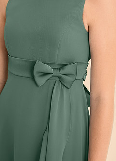 Azazie Lilenne Junior Sea Moss A-Line Bow Chiffon Dress image6
