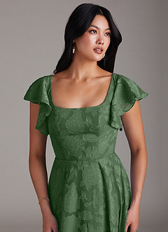Azazie Bondi Brautjungfernkleider Eine Linie Gestreift Blumen-Burnout Kleid Eukalyptus image5