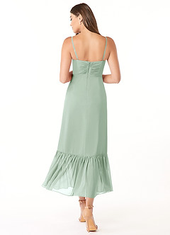 Azazie Justina Bridesmaid Dresses Agave A-Line Sweetheart Neckline Chiffon Dress image2