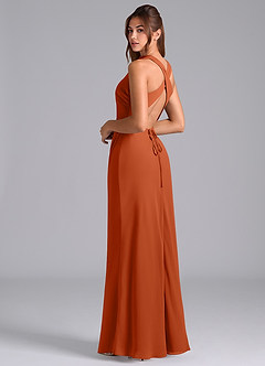 Azazie Evadne Bridesmaid Dresses Burnt Orange A-Line Pleated Chiffon Dress image2