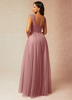 Azazie Luxi Bridesmaid Dresses Dusty Rose A-Line Pleated Tulle Dress image2