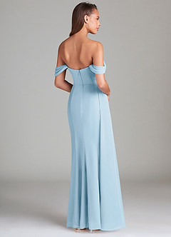 Azazie Amyra Bridesmaid Dresses Sky Blue Sheath Off the Shoulder Chiffon Convertible Dress image4