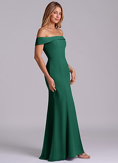 Azazie Luciana Bridesmaid Dresses Emerald Sheath Off the Shoulder Chiffon Convertible Dress image5