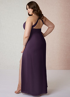 Azazie Manila Bridesmaid Dresses Plum Sheath V-Neck Chiffon Dress image10
