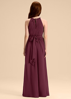 Azazie Malone Junior Robe Trapèze en Mousseline de soie Plissée Cabernet image2