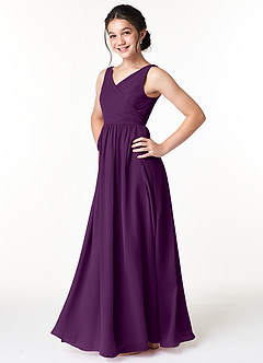 Azazie Sawyer Junior Grape A-Line Pleated Chiffon Dress image5