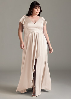 Azazie Omari Bridesmaid Dresses White Alabaster A-Line Stretch Satin Dress image7