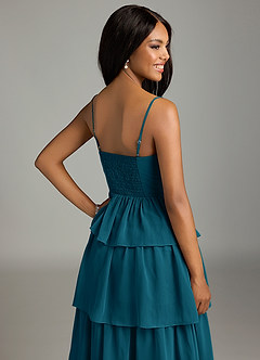Azazie Kaiden Bridesmaid Dresses Ink Blue A-Line Sweetheart Neckline Chiffon Dress image7