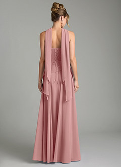 Azazie Gabriela Bridesmaid Dresses Dusty Rose A-Line Corset Chiffon Dress image2