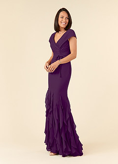 Azazie Bailora Mother of the Bride Dresses Grape Mermaid Ruched Chiffon Dress image2