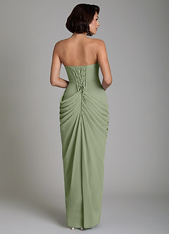 Azazie Nyra Bridesmaid Dresses Pistachio Sheath Corset Chiffon Dress image2