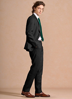 front Harrison Black 100% Linen Suit