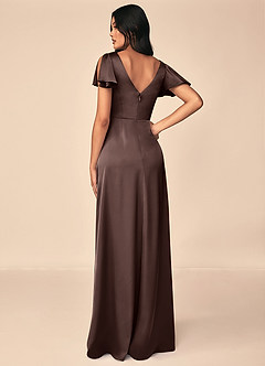 Azazie Soren Bridesmaid Dresses Ganache A-Line Pleated Stretch Satin Dress image2