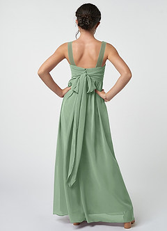 Azazie Kora Junior A-Linie Plissee Chiffon Kleid Matcha image2