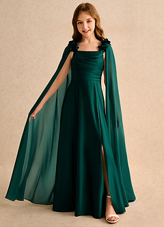 Azazie Rosita Girls Formal vestidos de niña de las flores Vestido de Pino de Satin Mate de Corte en A con Plisado image1