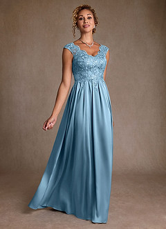 Azazie Amethyst Suknie dla Matki Panny Młodej Linia A Koronka Sznurówka Długość podłogi Sukienka image3