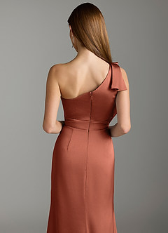 Azazie Rinna Brautjungfernkleider Meerjungfrau-Linie Gestreift Stretch-Satin Kleid Lehm image7