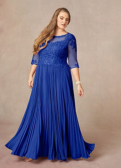 Azazie Corinne Kleider für die Brautmutter A-Linie Pailletten Chiffon Kleid Königsblau image10